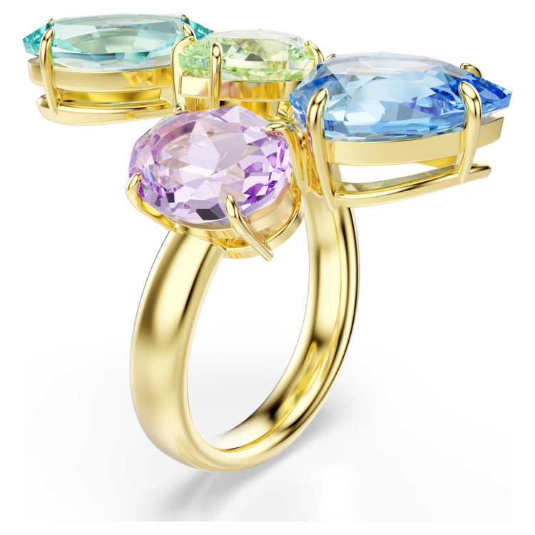 Gema cocktail ringMixed cuts, Multicolored, Gold-tone plated